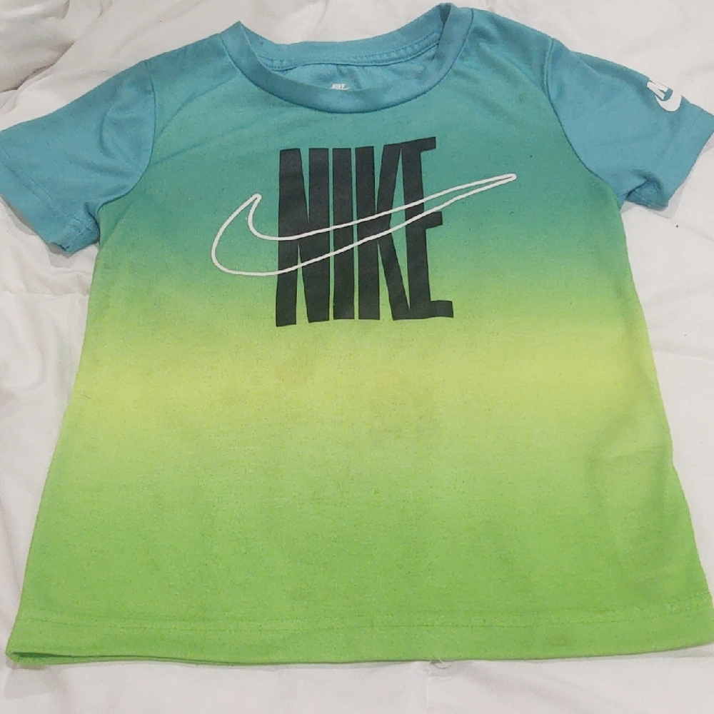 SOLD     Nike Kids Blue and Green Gradient T-Shirt
